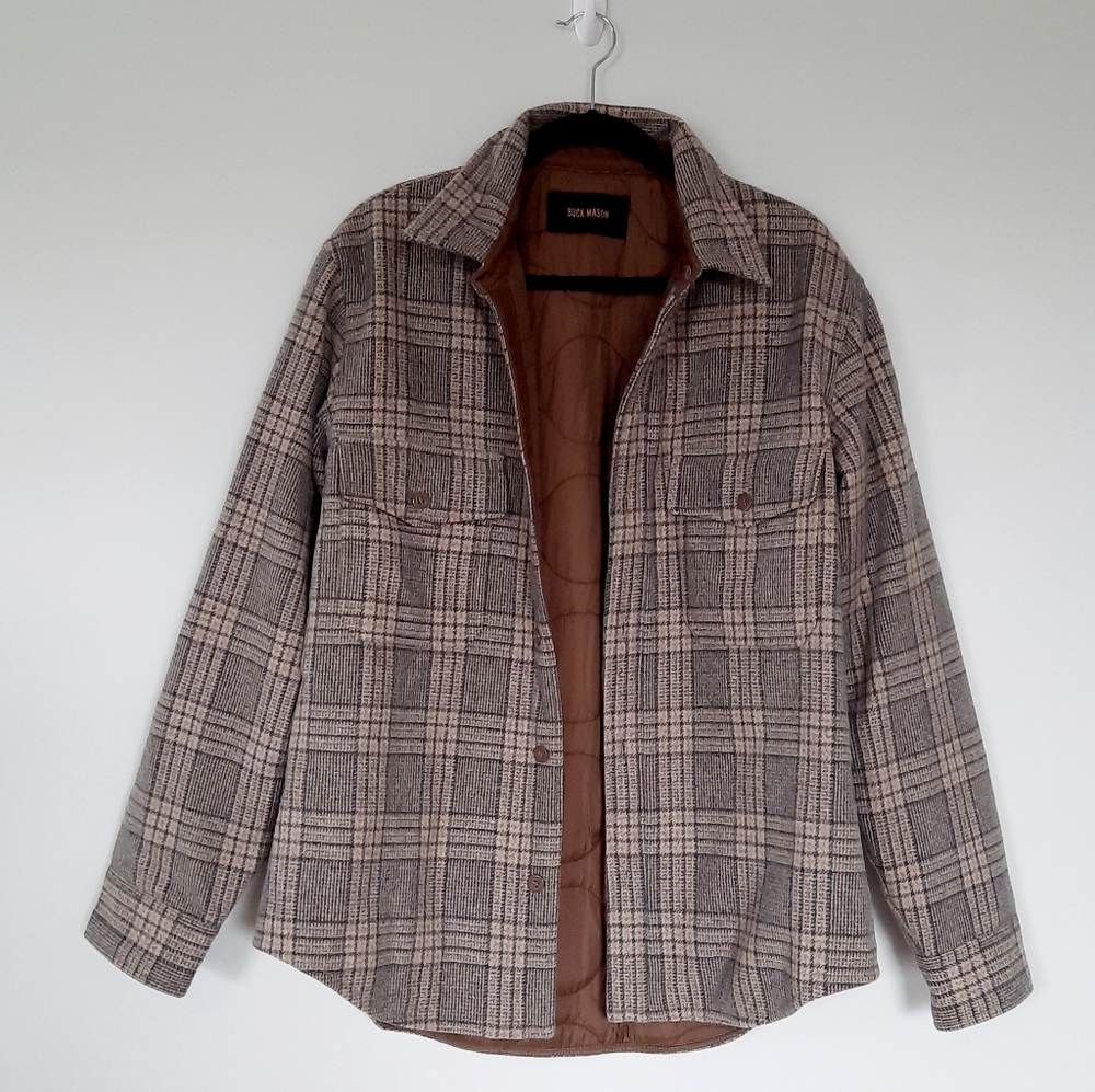 Buck Mason Plaid Jacket in Cream and Brown